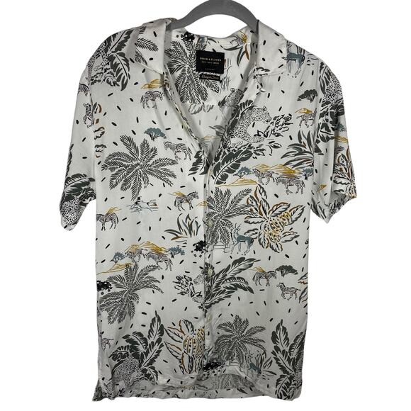 Denim & Flower Other - Denim & Flower Comfort Stretch Zebra Safari Button Up Shirt White Gray Men Small